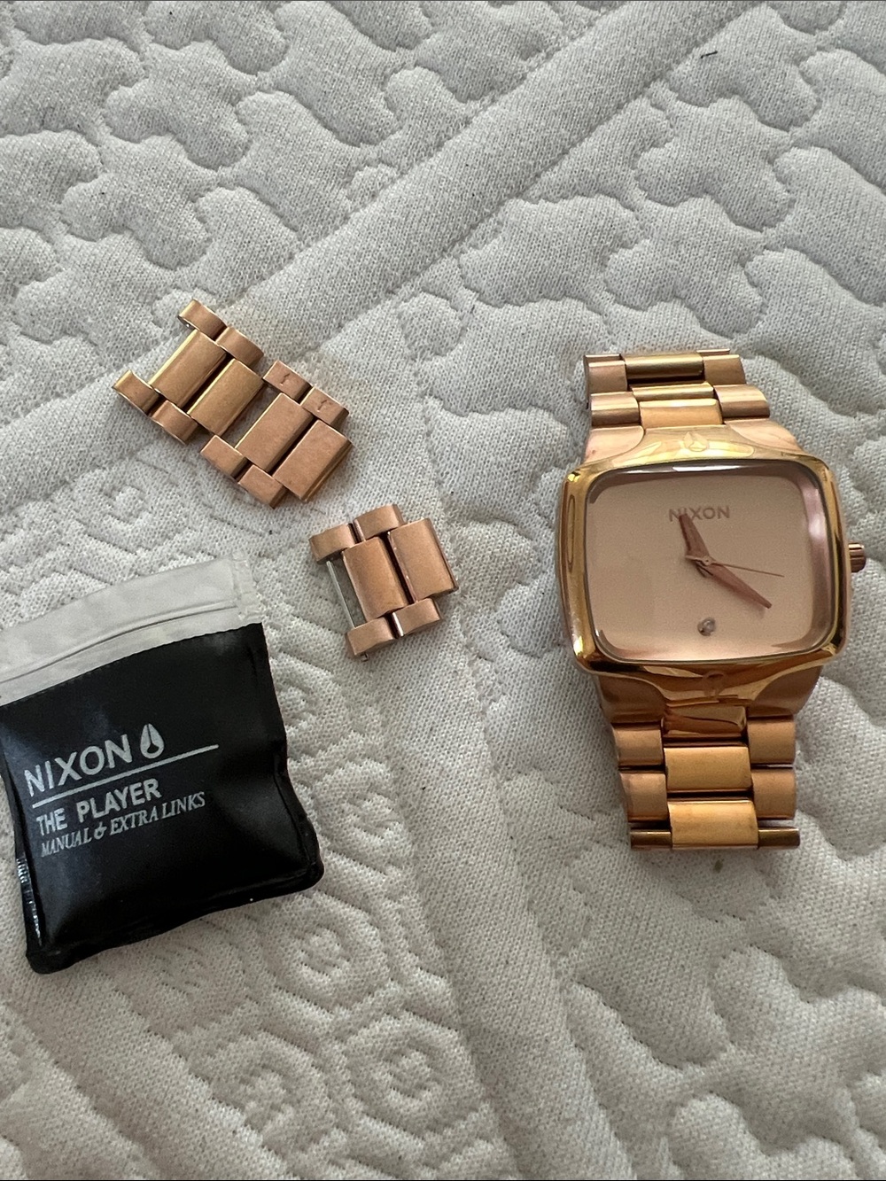 Nixon Rose Gold Square-Faced Stainless Steel Watch